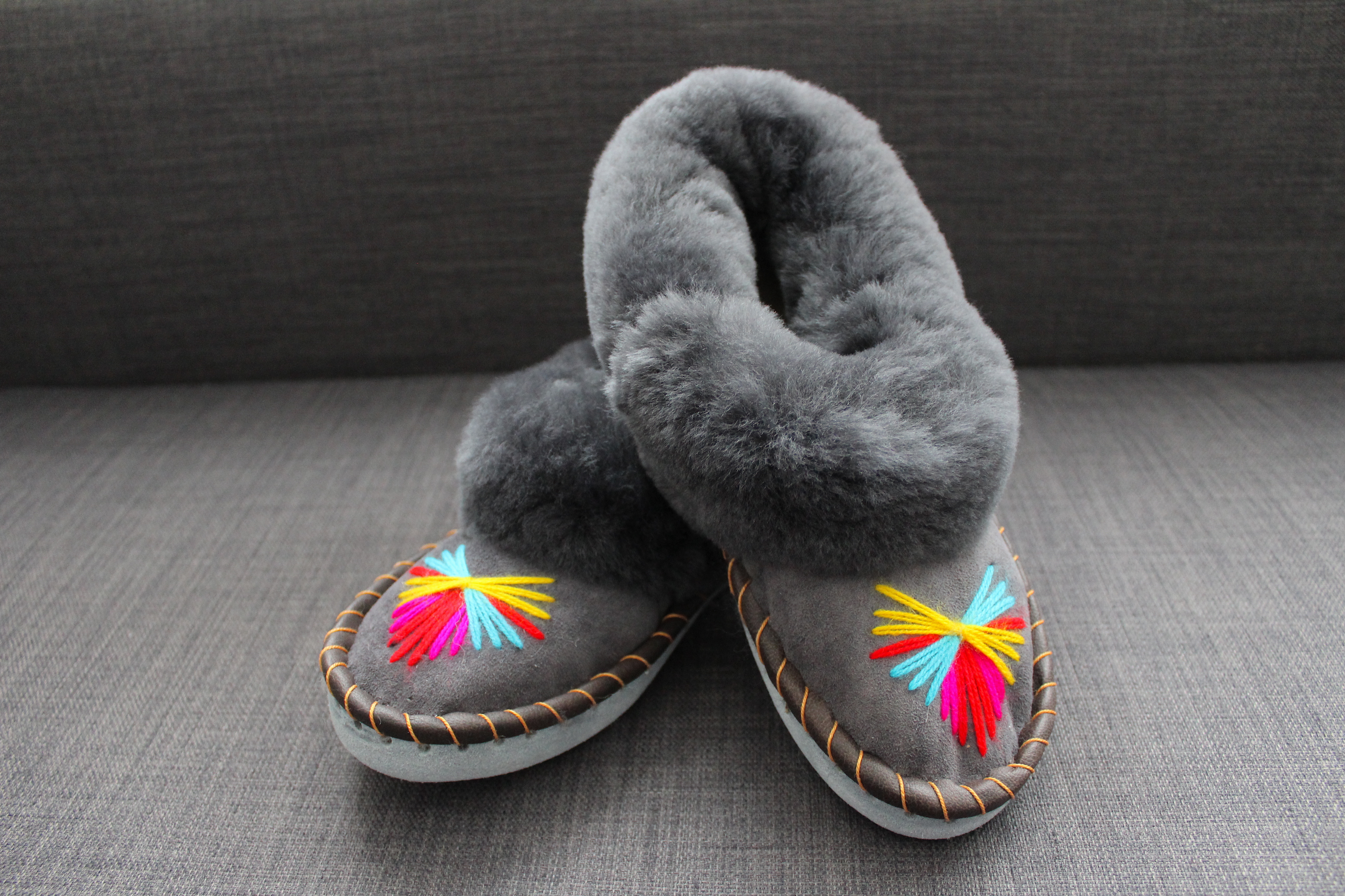 embroidered sheepskin slippers