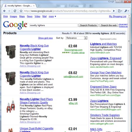 google ebay illegal goods profiting 2009 novelty lighters search tuesday april