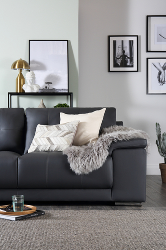 Kansas Grey Leather Sofa - &pound;399.99