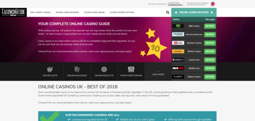 The new CasinoGuide homepage.