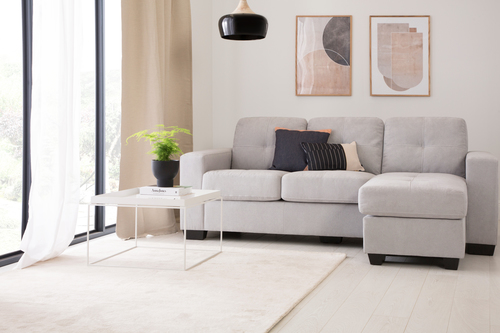 FC Rio grey plush corner sofa minimal