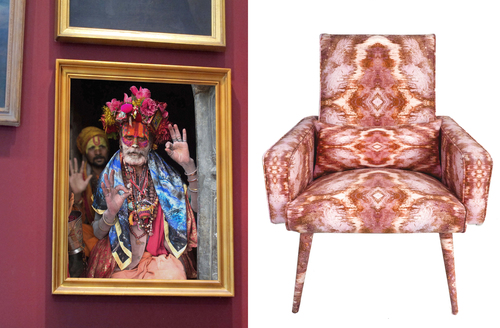 Sadhu wall art print + celestial chair