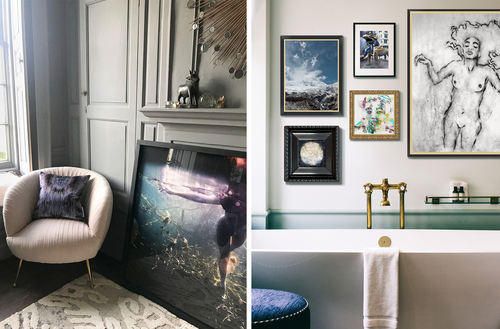 Eclectic gallery wall style hang