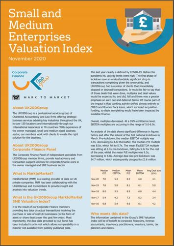 UK200Group SME Valuation Index 2020