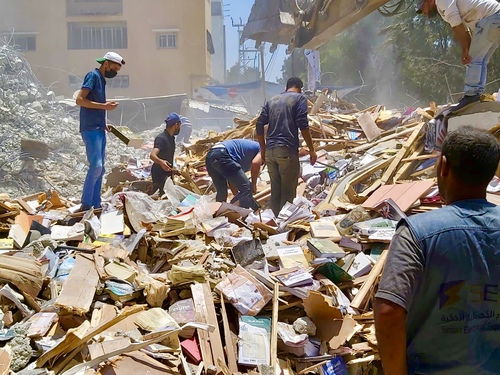 Samir Mansour's destroyed bookshop