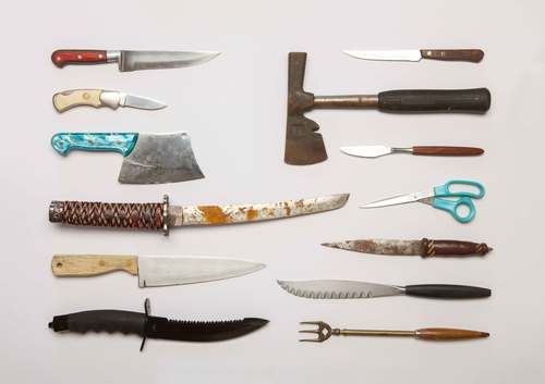 A selection of police-confiscated knives