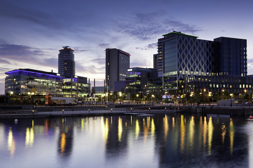 Salford's MediaCity from the water