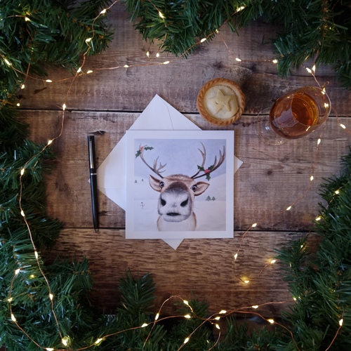 Reindeer selfie card
