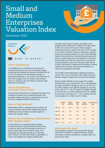 UK200Group SME Valuation Index 2021