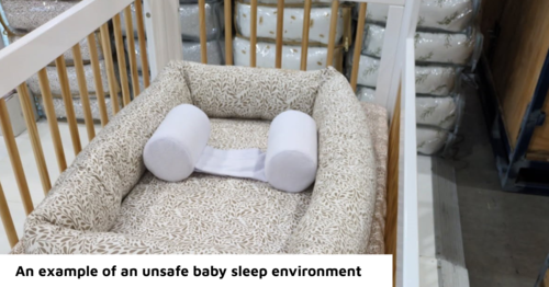 An unsafe baby sleep environment