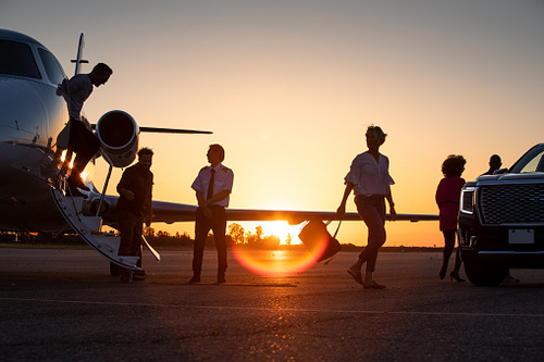 Family onboarding on a private jet