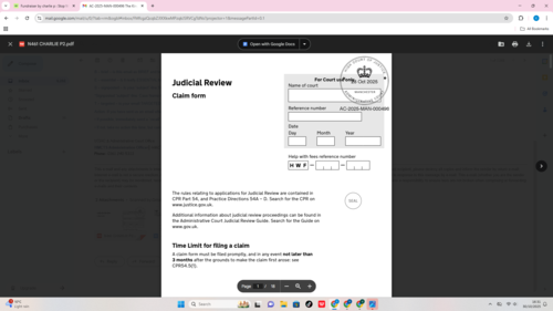 SECREENSHOT OF SEALED CLAIM FORM