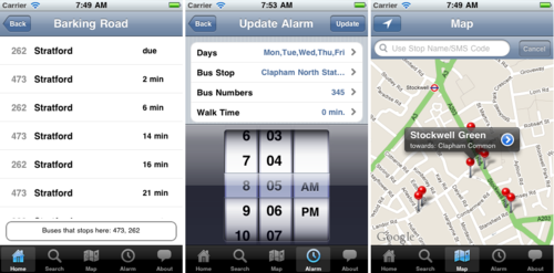 London Bus Stop App screenshots