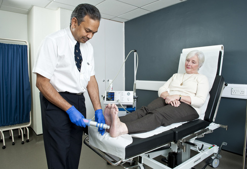 Mrs Dickie receiving shockwave therapy