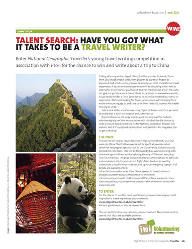 Travel Writing Competition Winner