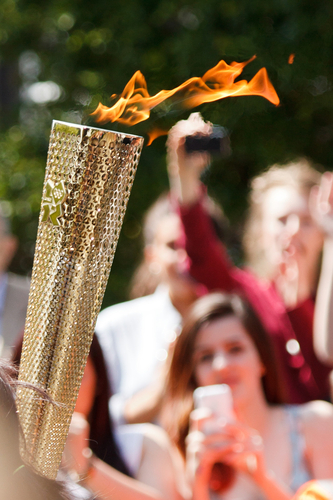 An Olympic torch during the relay
