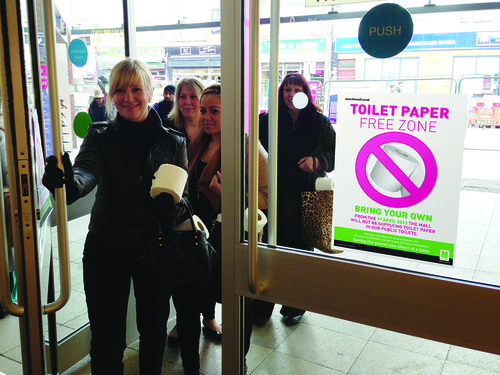 Shoppers armed with their toilet rolls
