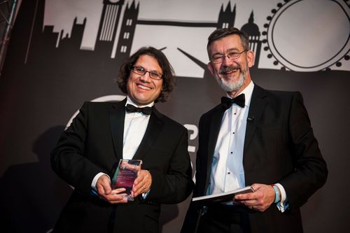 Gavin Beckett at Agile Awards ceremony