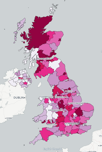 Map of UK's Most Forgetful Cities