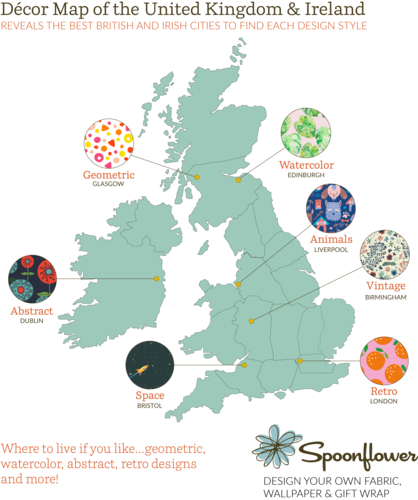 Spoonflower's UK and Irish Decor Map