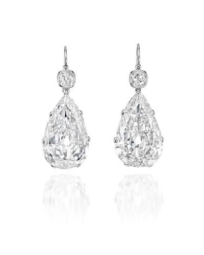 Hancocks pear-shaped diamond earrings