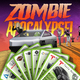 Tesla car in zombie apocalypse cartoon