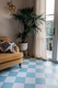 blue & white check luxury vinyl floor 