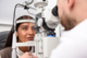Woman having sight test