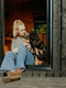 Dog and his owner at a Shacks cabin